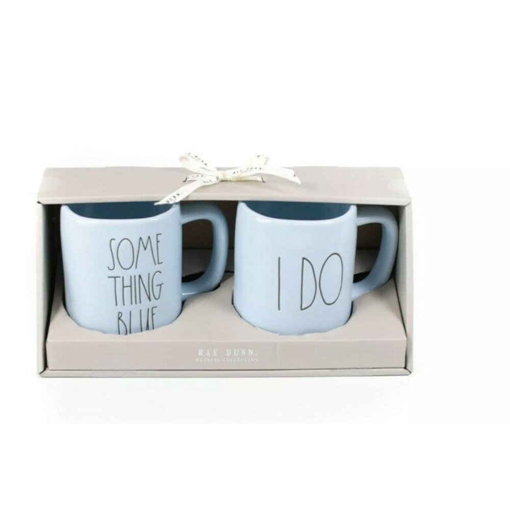 New RAE DUNN Set Of 2 SOMETHING BLUE &‎ I DO Mugs